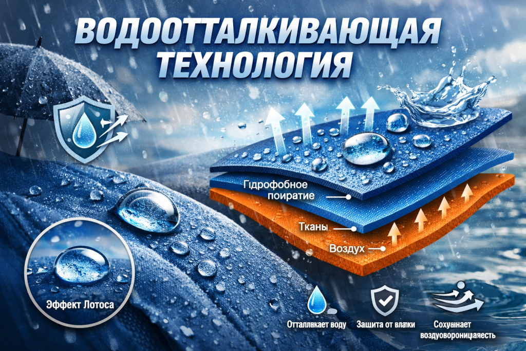 Технология создания водоотталкивающего слоя на ткани